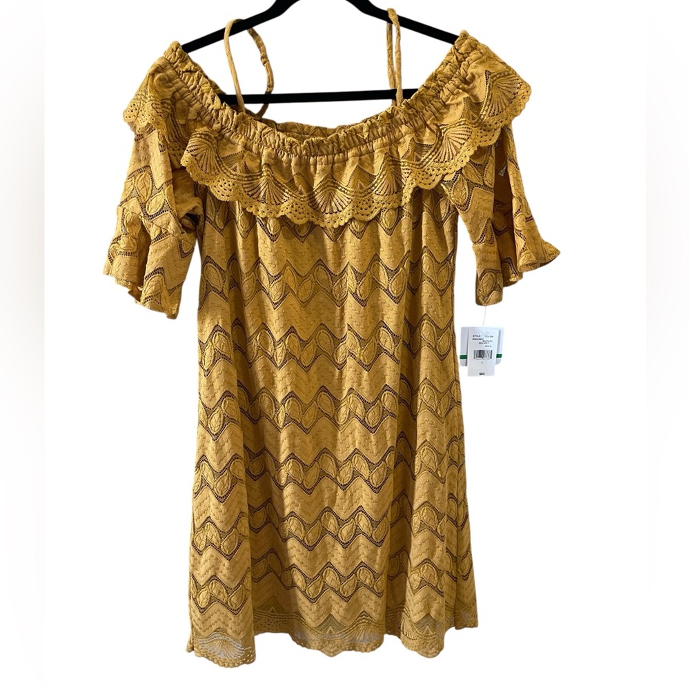 Vivi by Violet Weekend Offโ The Shoulder Dress mustard yellow large